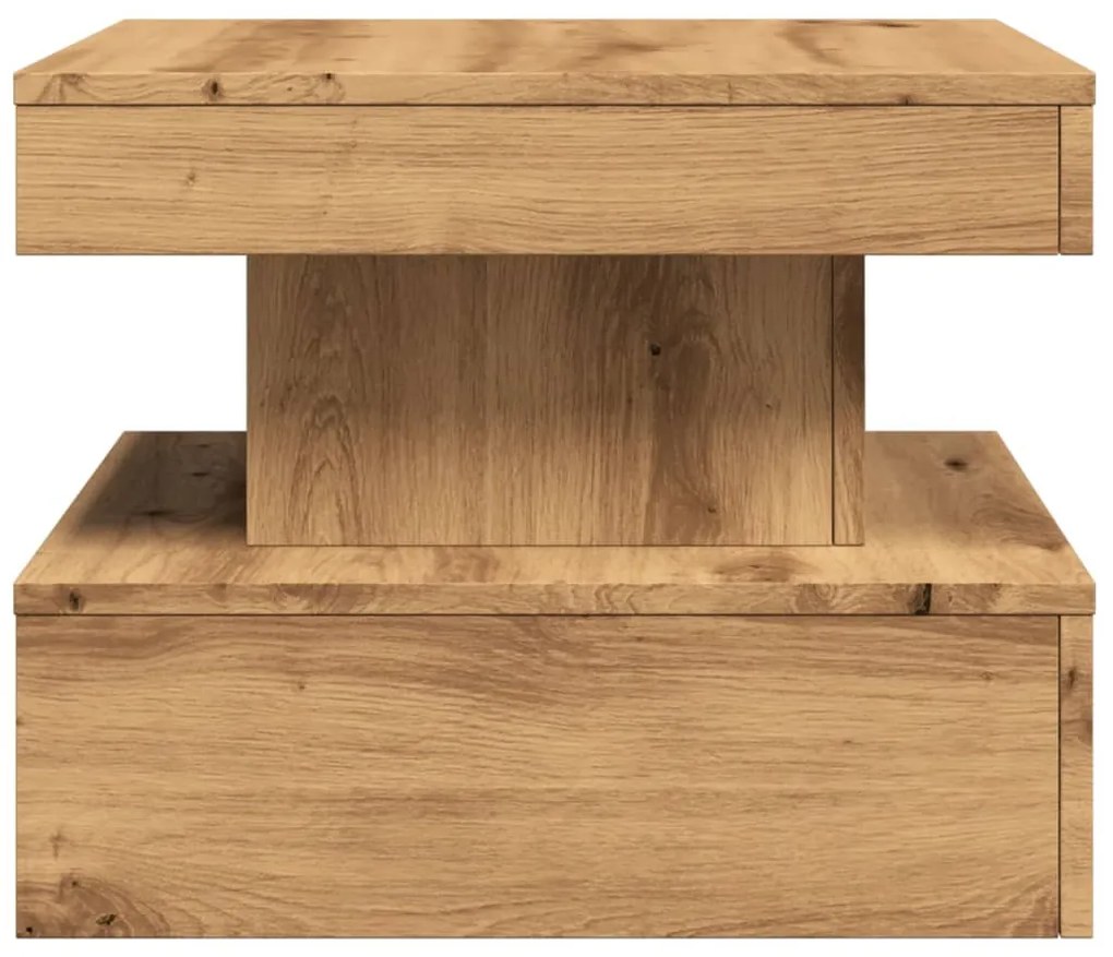 Mesa de centro com luzes LED 50x50x40 cm carvalho artisiano