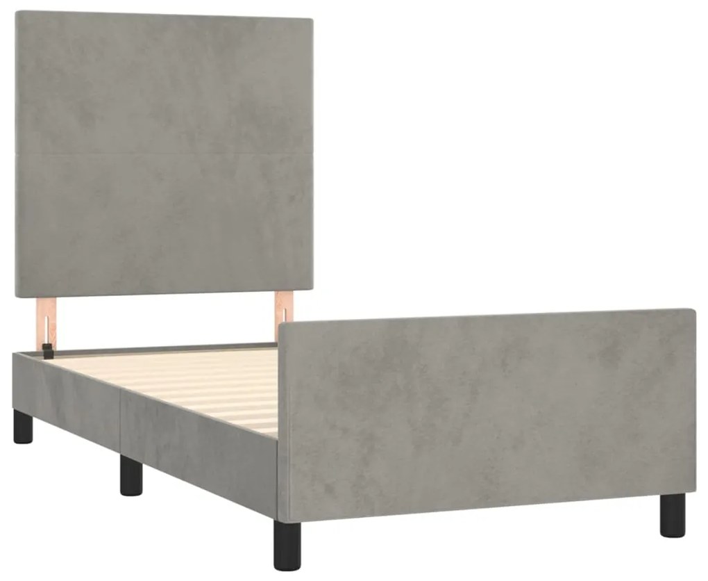 Estrutura de cama sem colchão 80x200 cm veludo cinzento-claro