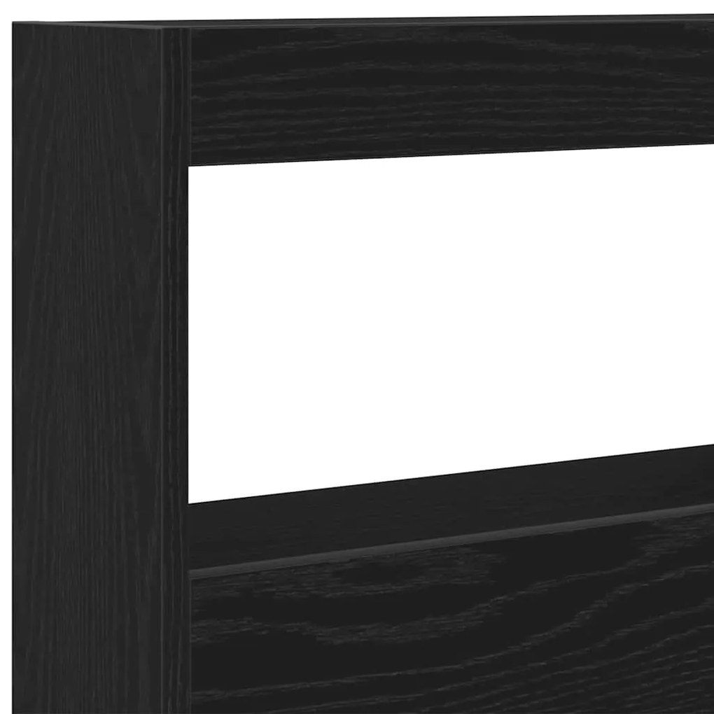 Armário cabeceira c/ luzes LED 100x17x102 cm carvalho preto