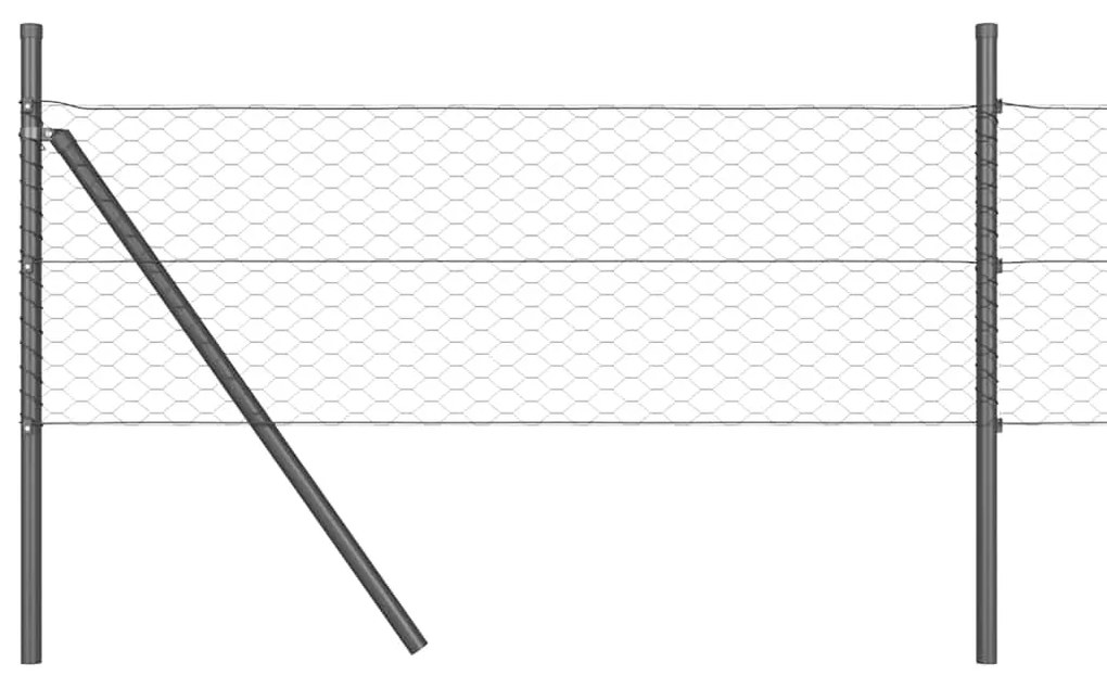 Cerca Hexagonal vidaXL Cinza 0.6x25 m Aço