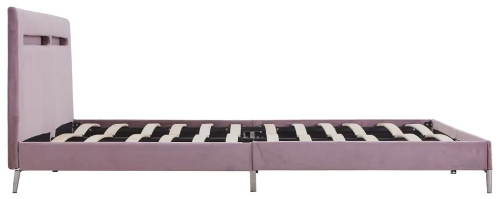 Estrutura de cama com LED 180x200 cm tecido cor-de-rosa