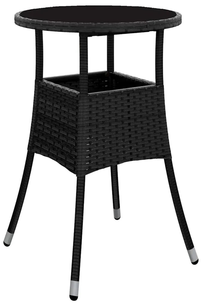 Conjunto de Jantar de 5 Peças para Jardim Preto Polirattan