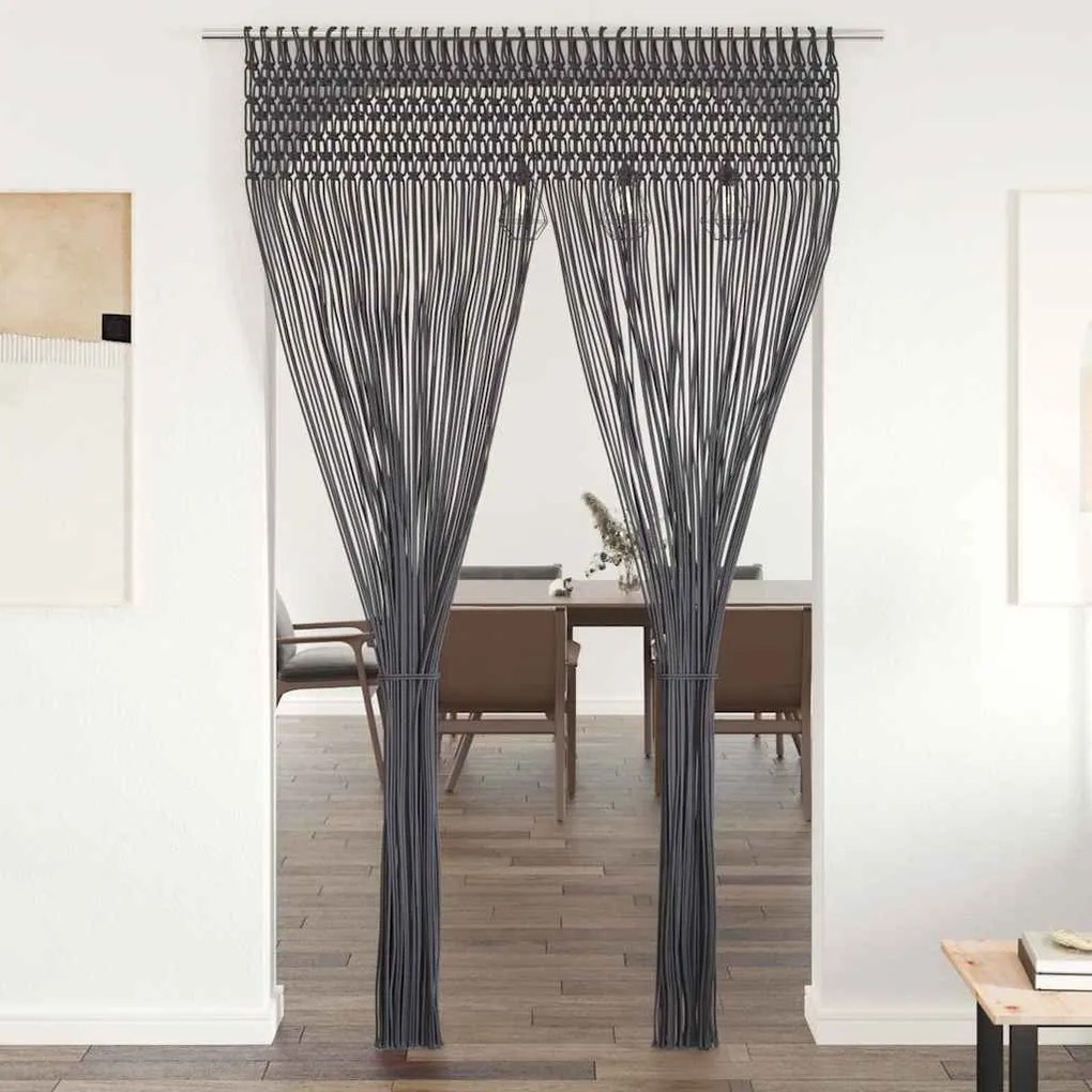 Cortina macramé 140x240 cm algodão antracite