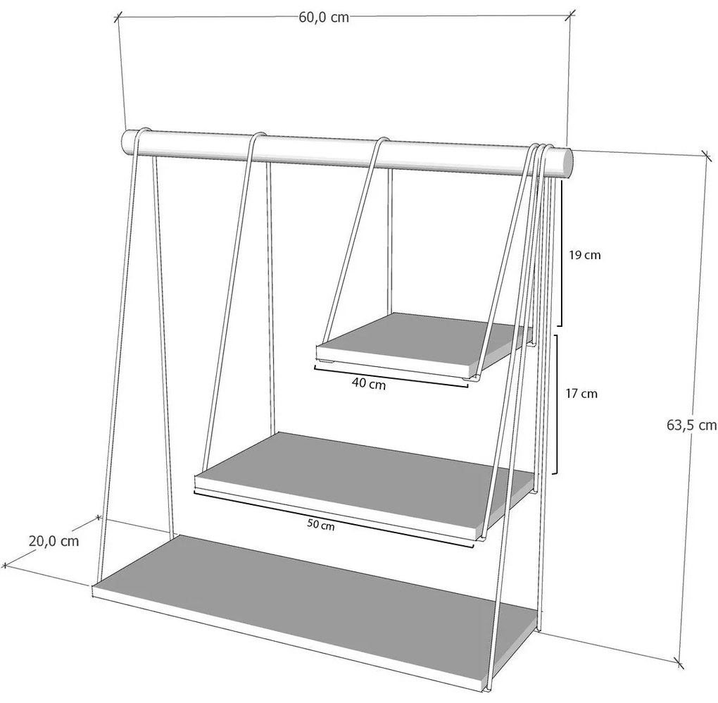 Prateleira de Parede Zihon – Pinheiro – 40/50/60 cm
