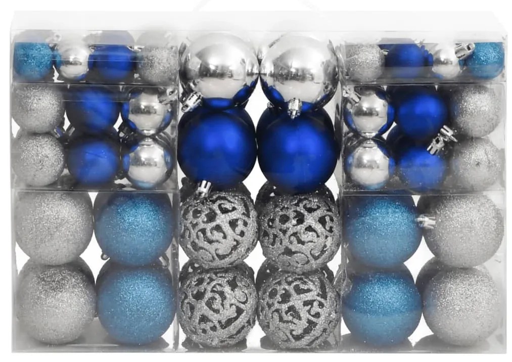 Enfeites de Natal - 100 Peças - Azul e Prateado