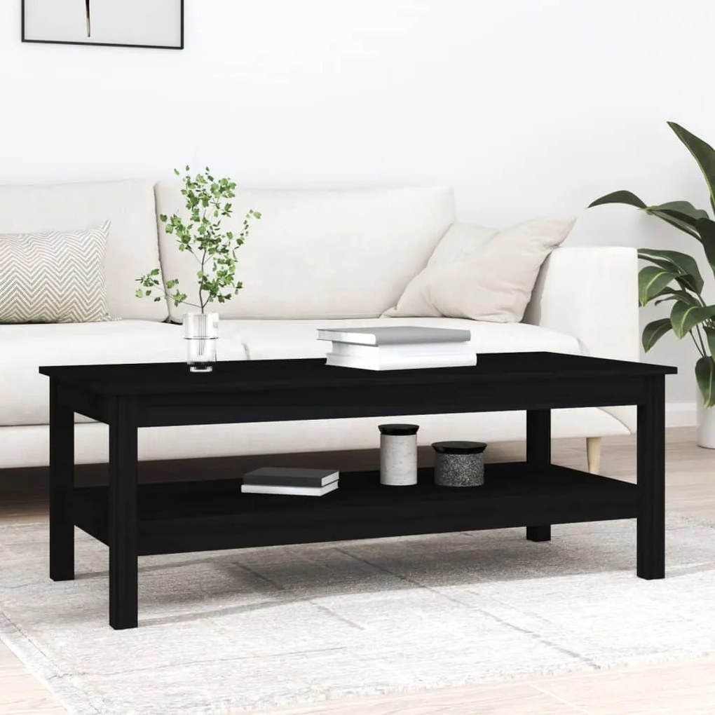 vidaXL Mesa de centro 110x50x40 cm pinho maciço preto