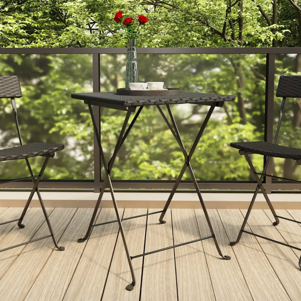319983 vidaXL Mesa de bistrô dobrável 55x54x71 cm vime PE preto