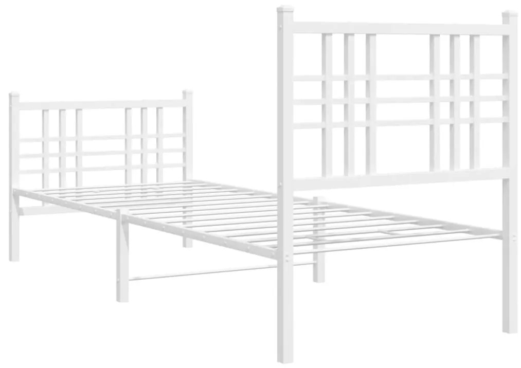 Estrutura de cama com cabeceira e pés 75x190 cm metal branco