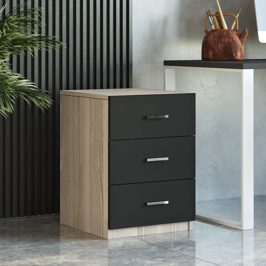 Conjunto de Mobiliário de Escritório VO14 – Carvalho Preto – Mesa de E