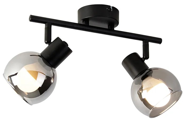 Candeeiro de teto inteligente preto com vidro fumê incl. 2 Wifi P45 - Vidro