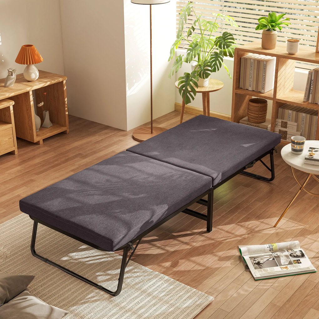 Cama Dobrável 70x180 cm com Colchão de Espuma Cama Dobrável com Encost