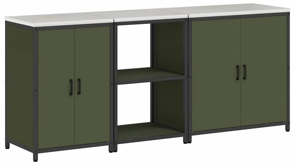 Conjunto de Armazenamento de Cozinha 3 pcs Verde Oliva