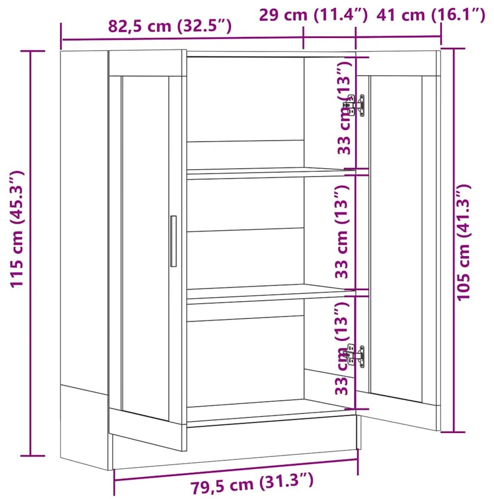 Armário vitrine 82,5x30,5x115 cm derivados de madeira preto