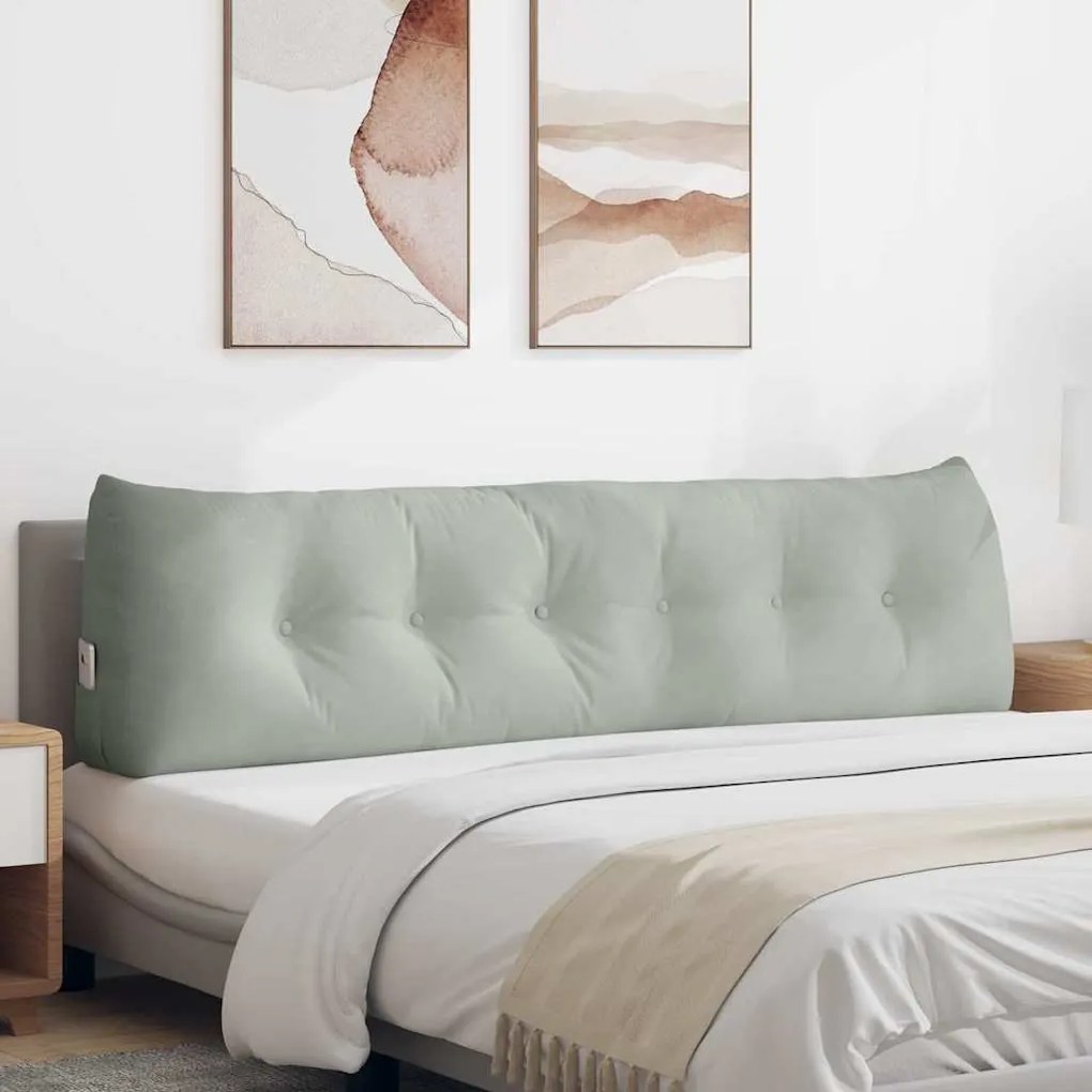 vidaXL Travesseiro para Costas Cinzento-claro 180 x 24 x 50 cm Veludo