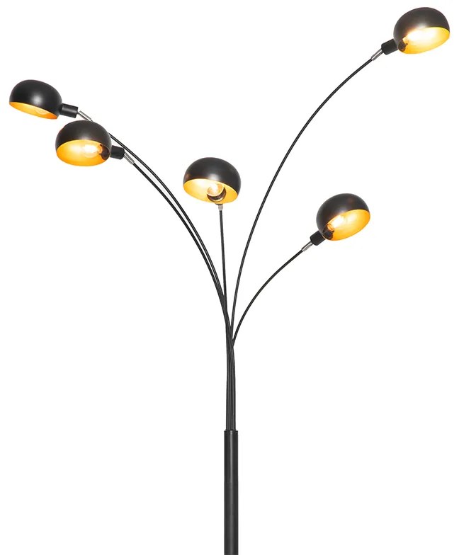 Candeeiro de pé design preto com dourado 5 luzes - Sixties Marmo