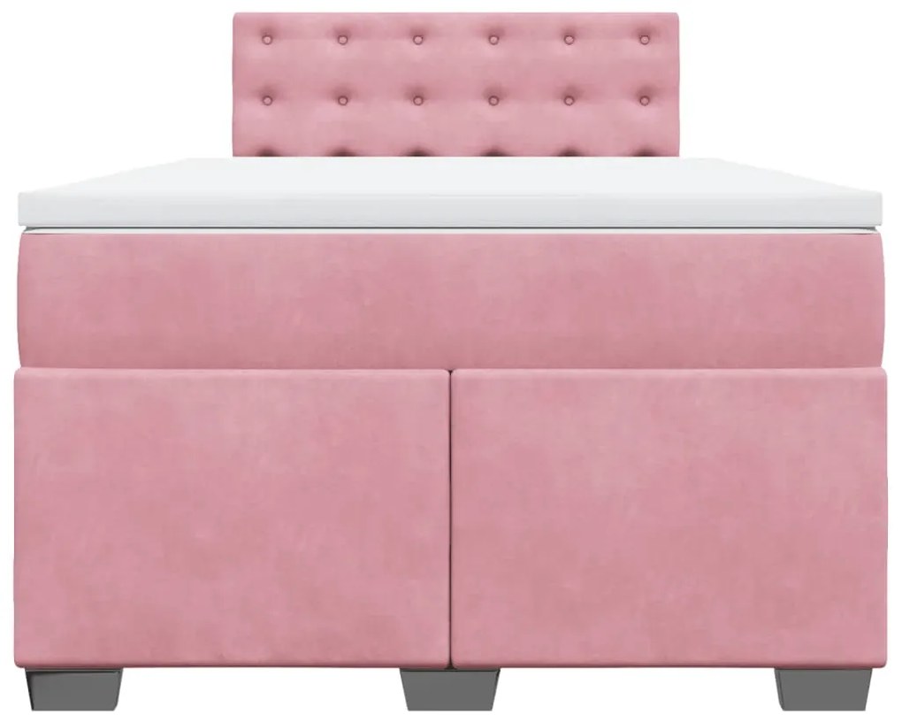 Cama boxspring com colchão 120x200 cm veludo rosa