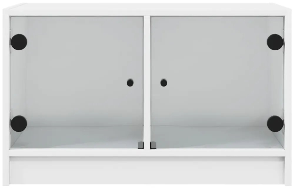 Móvel de TV c/ portas de vidro 68x37x42 cm branco