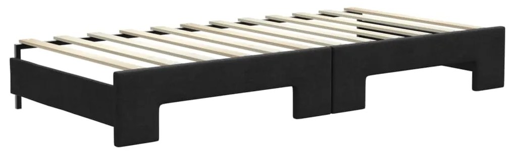 Sofá-cama com gavetão e gavetas 100x200 cm tecido preto