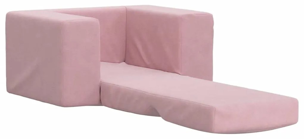 Sofá-cama infantil de pelúcia rosa