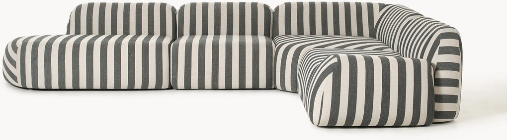 Sofá de canto modular XL às riscas com chaise longue Wolke (4 lugares)