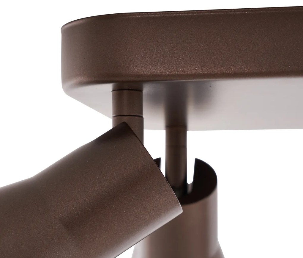 Foco de teto quadrado bronze escuro GU10 50mm 4 luzes - Stanley