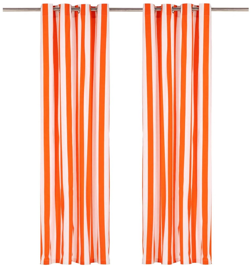 vidaXL Conjunto de cortinas Riscas 2 pcs Laranja 140 x 225cm