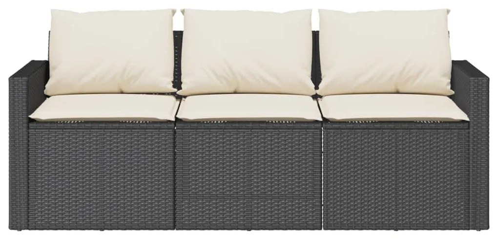 2 pcs conjunto de jantar p/ jardim c/ almofadões vime PE preto