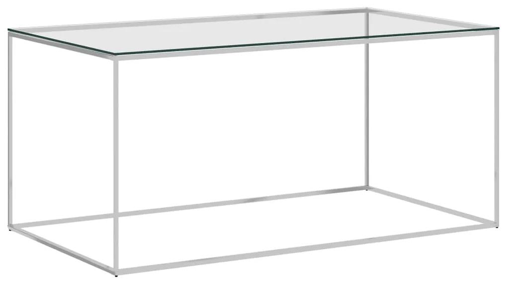 Mesa de centro 90x50x43 cm aço inoxidável prateado e vidro