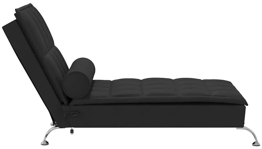 Chaise lounge de massagem com rolo tecido preto