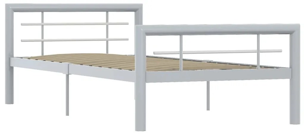 Estrutura de cama 100x200 cm metal cinzento e branco
