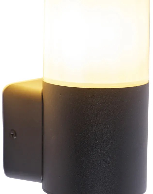 Candeeiro de parede exterior moderno preto com cúpula opala IP44 - Odense Moderno
