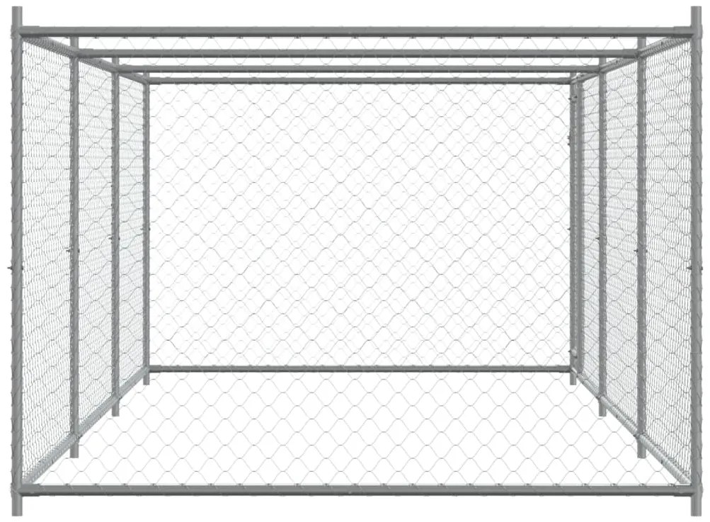 Jaula para cão com porta 6x2x1,5 m aço galvanizado cinzento