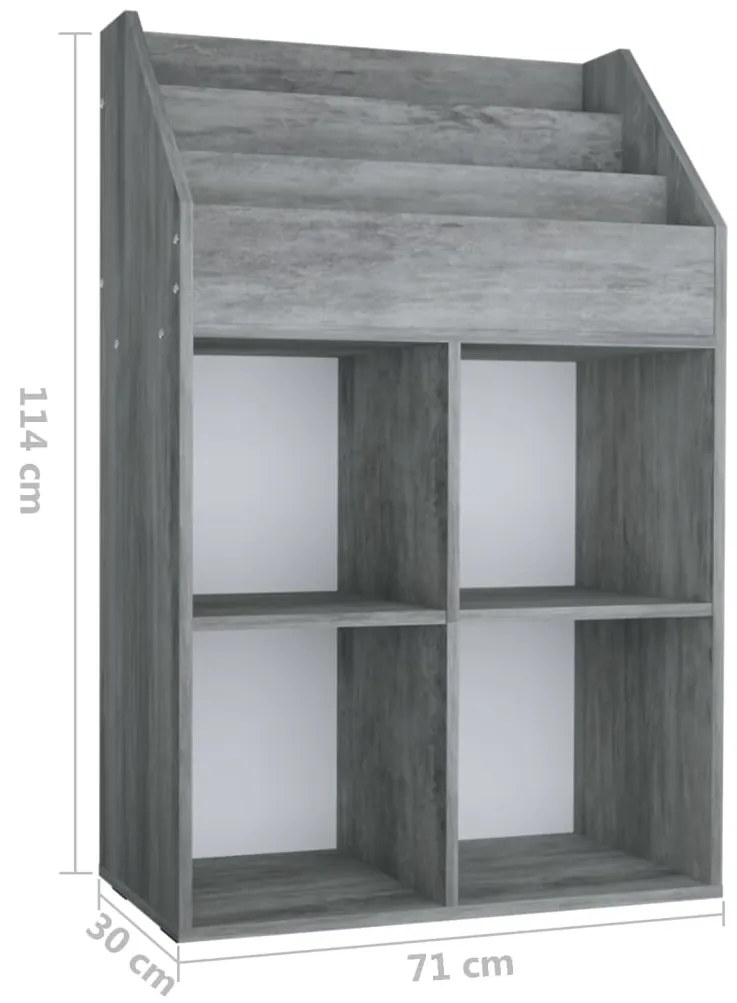 Suporte revistas infantil 71x30x114 cm aglom. cinzento cimento