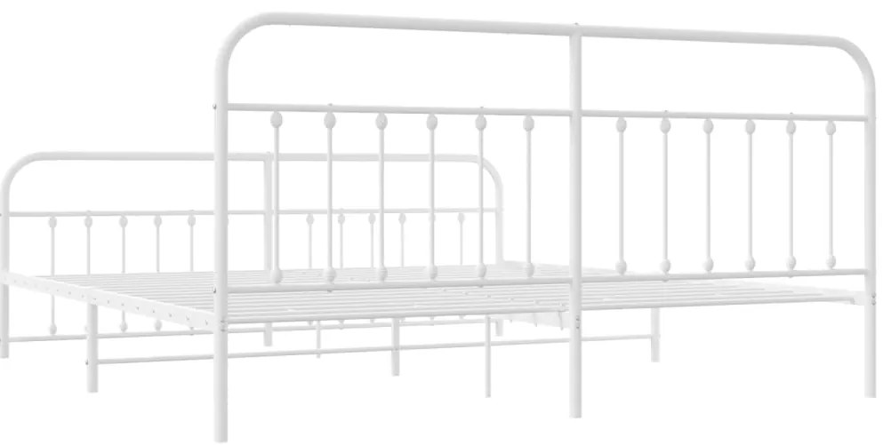 Estrutura de cama com cabeceira e pés 200x200 cm metal branco