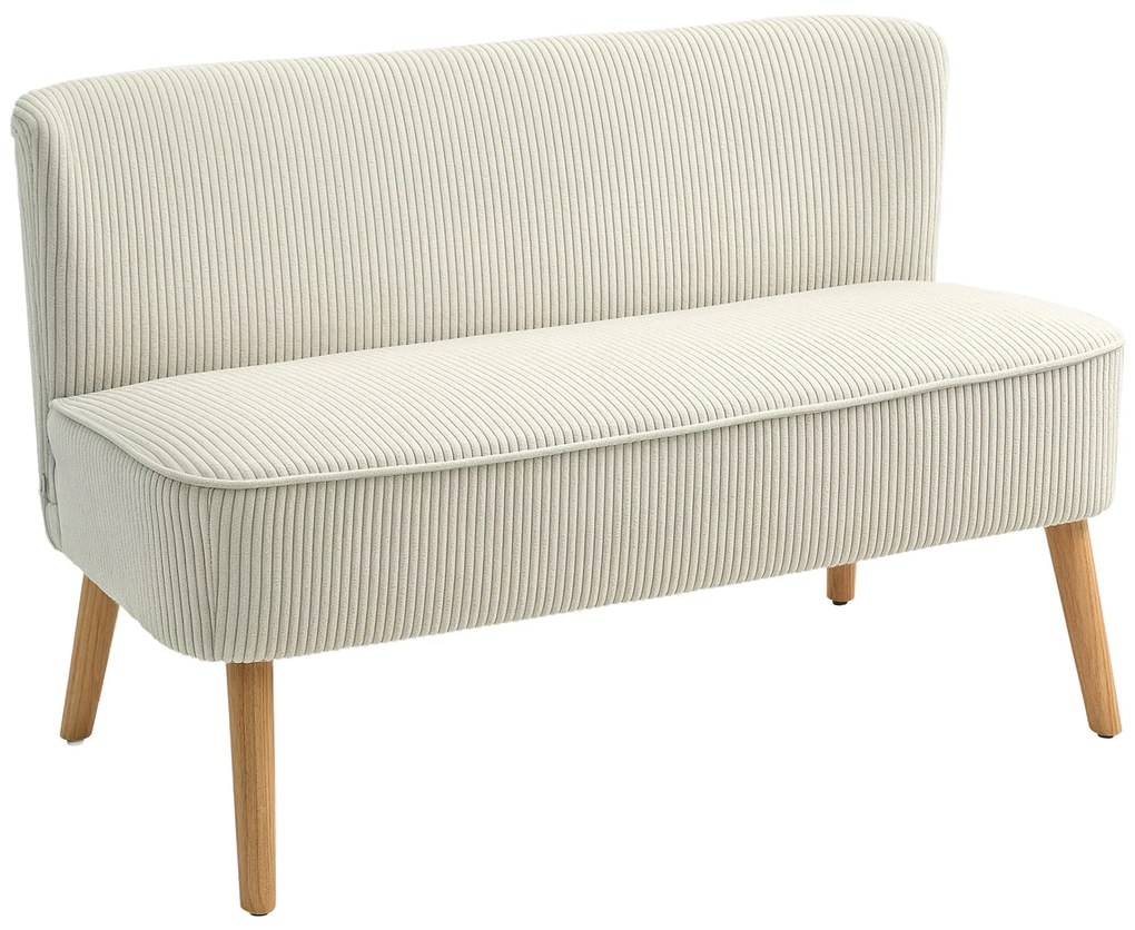 HOMCOM Sofá de 2 Lugares Estofamento Macio Capa Fácil de Cuidar Capacidade de Carga Até 150 Kg 117x56,5x77 cm Branco Creme | Aosom Portugal
