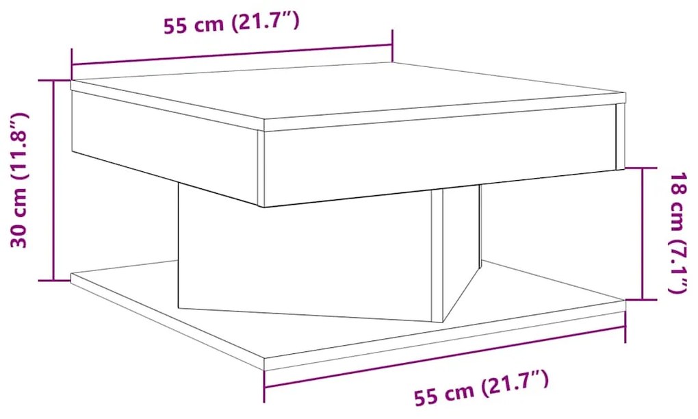 Mesa de centro 55x55x30 cm derivados de madeira madeira velha