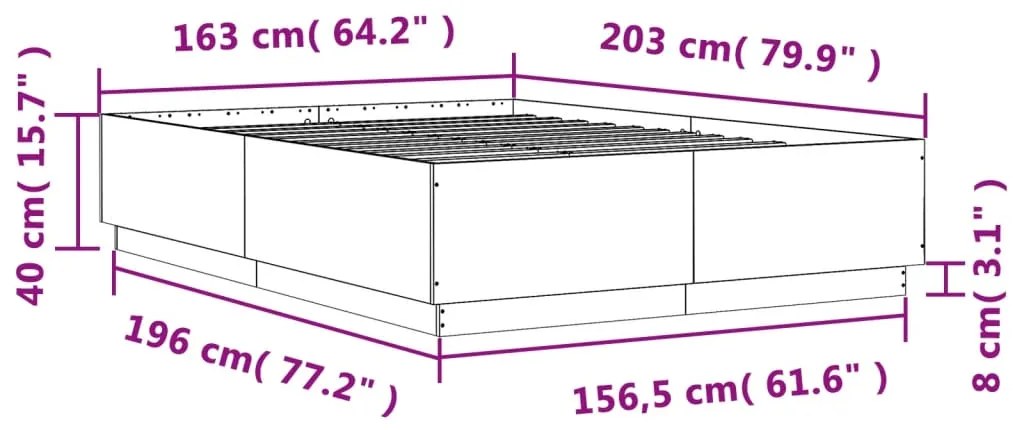 Estrutura de cama 160x200 cm derivados de madeira cinza sonoma