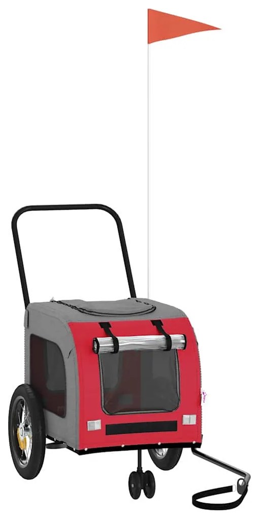 Reboque para Bicicleta para Animais de Estimação Vermelho e Cinza, Tec
