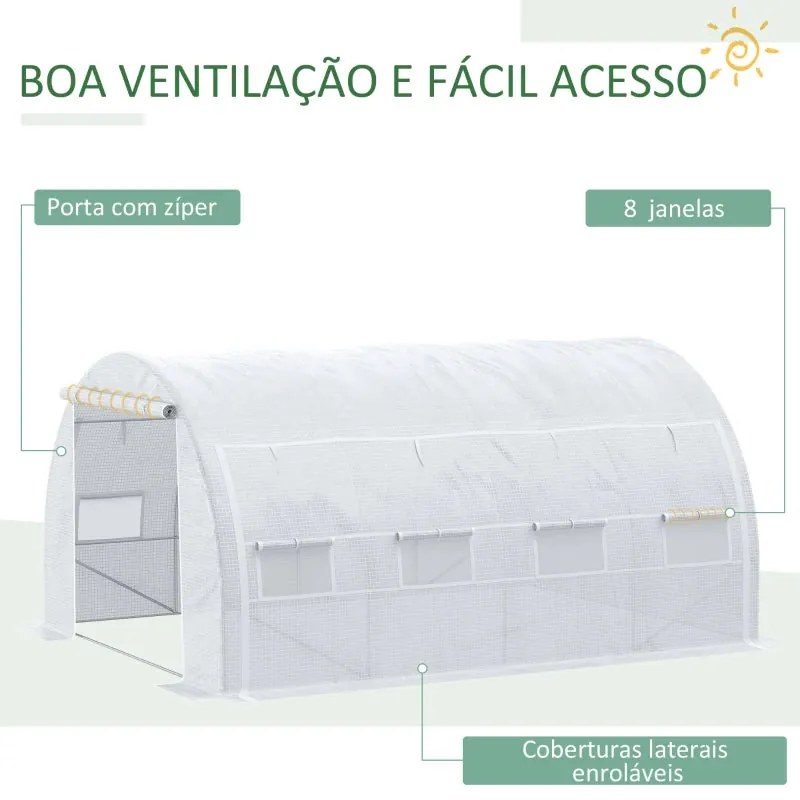 Estufa com Porta Enrolável e 8 Janelas - 4x3m