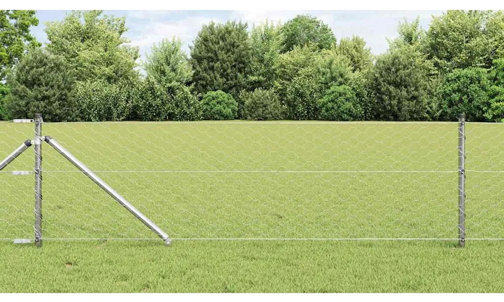 vidaXL Poste de Cerca Prateado 25 x 0,6 m (malha de 50 mm) Aço