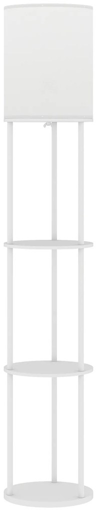 HOMCOM Candeeiro de Pé com Prateleiras 3 Temperaturas de Cor Controlo Remoto e Casquilho E27 Ø29x158 cm Branco | Aosom Portugal