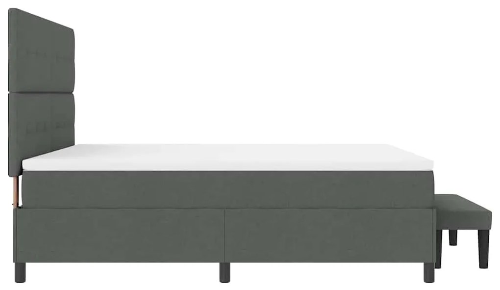 Cama Box Spring com Colchão e Banco Cinza Escuro 180x200 cm Tecido