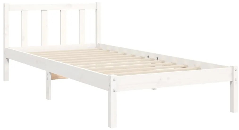 Cama sem colchão 100x200 cm madeira de pinho maciça branco