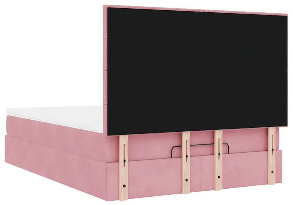 Estrutura de cama otomana com colchões 140x200 cm veludo rosa