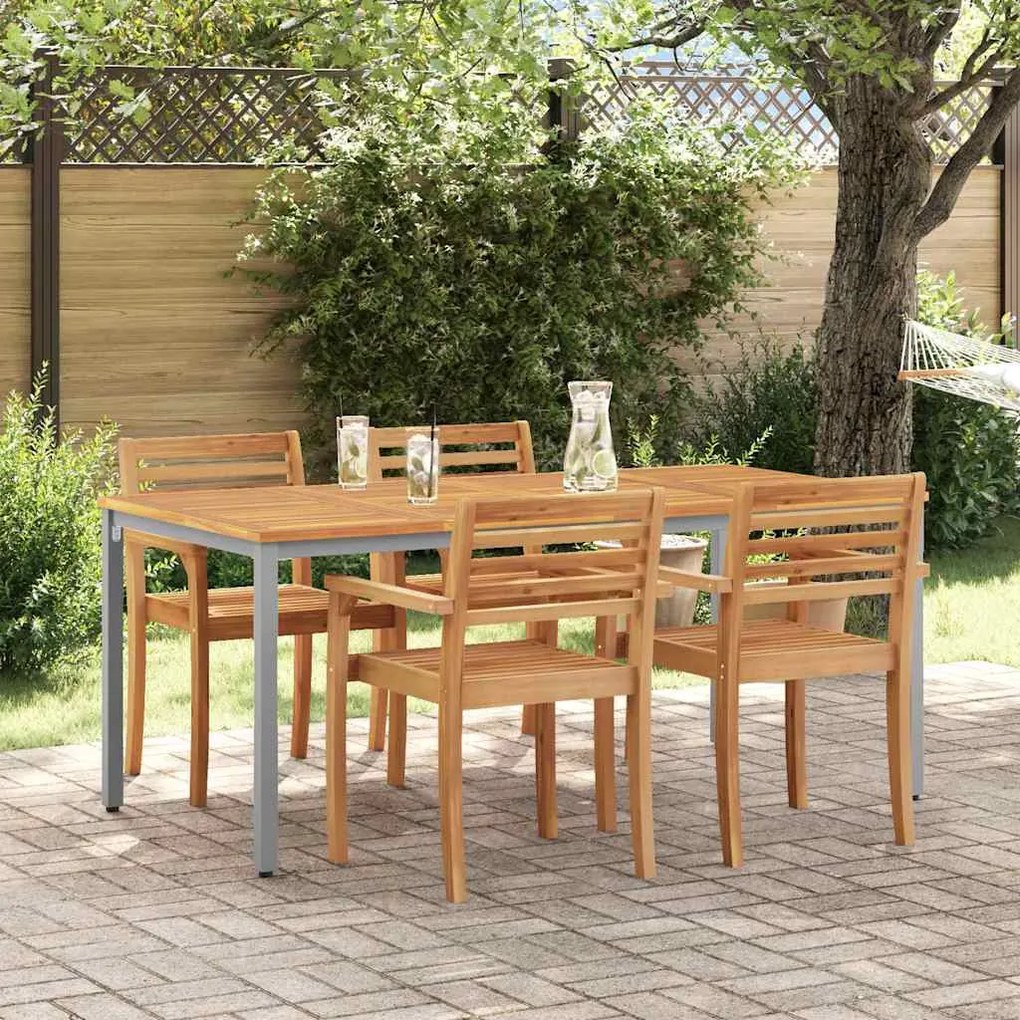 vidaXL Mesas para exterior Natural e cinza 180 x 90 x 75 cm