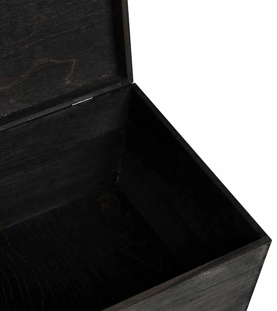 Caixa de madeira tampa preta 40x30x23cm pinho madeira maciça