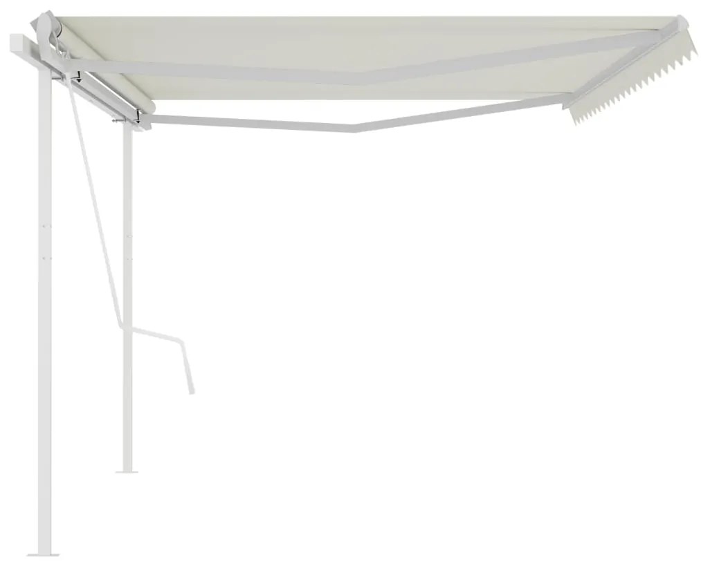 Toldo retrátil automático com postes 5x3 m cor creme