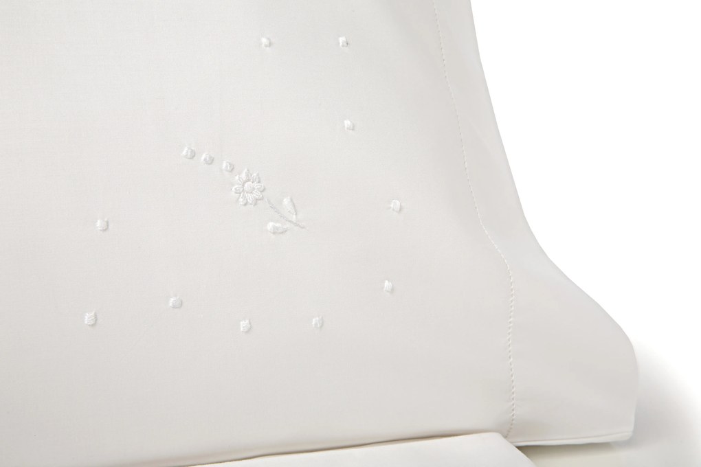 Jogo de lençóis bordados da lixa - 100% algodão percal 200 fios: cama 140/150cm - 1 lençol superior 240 x 290 cm + 1 lençol inferior 240 x 290 cm + 2 fronha almofada 50x70 cm