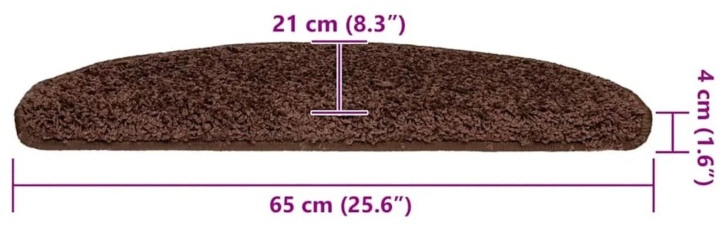 Tapetes de escada 30 pcs 65x21x4 cm castanho