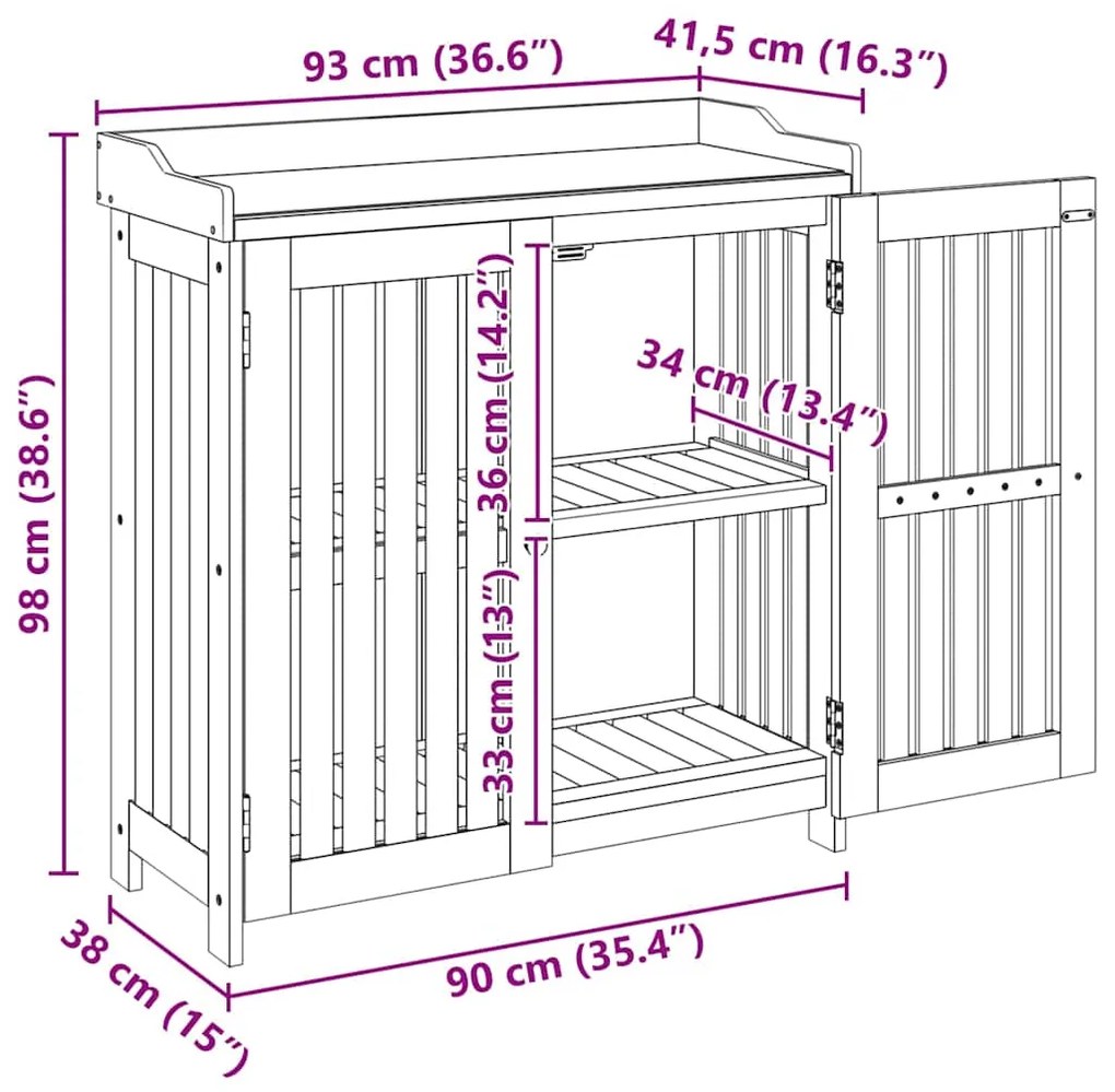 Armário de Jardim com armazenamento com porta Castanho 78 x 36.5 x 78c